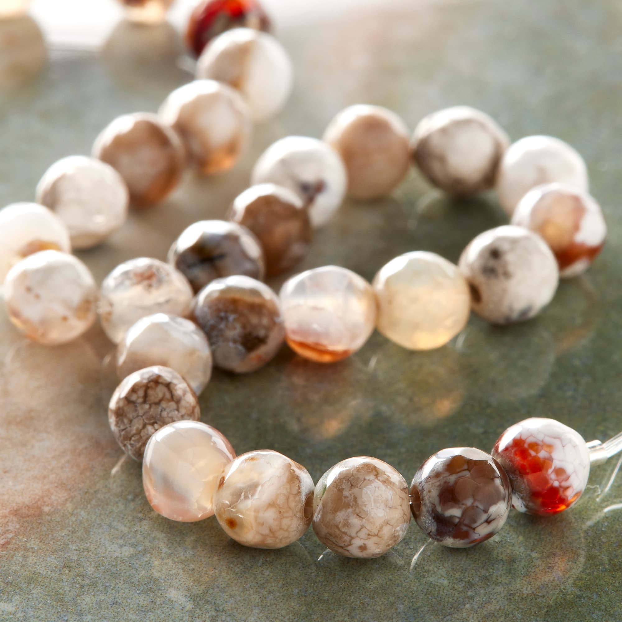 12 Pack: Natural Agate Round Beads, 6mm by Bead Landing™